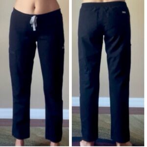 Figs Skinny Scrub Pants Pockets Black Technical Collection Medical XS/P